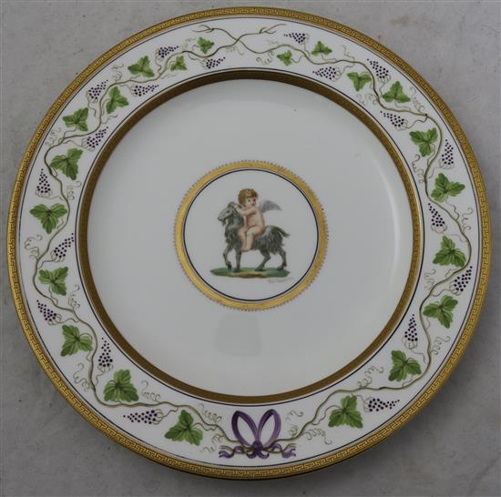 A Wedgwood bone china cherub painted five piece part dessert service, early 20th century, 26cm (7)